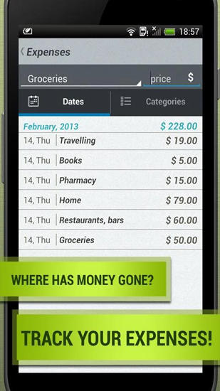 Screenshots des Programms Money Manager: Expense & Budget für Android-Smartphones oder Tablets.