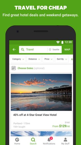 Les captures d'écran du programme Groupon - Shop deals, discounts & coupons pour le portable ou la tablette Android.