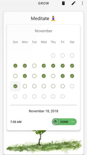 Screenshots of Grow - Habit tracking program for Android phone or tablet.