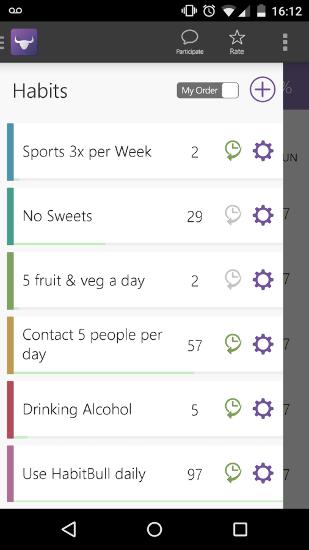 Скріншот програми HabitBull на Андроїд телефон або планшет.