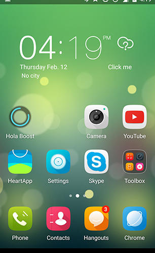 Screenshots of Hola launcher program for Android phone or tablet.