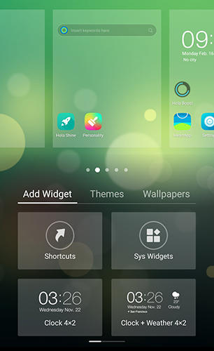 Screenshots des Programms Hola launcher für Android-Smartphones oder Tablets.