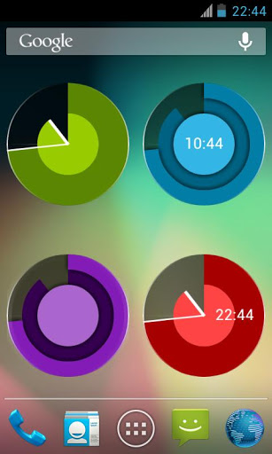 Capturas de tela do programa Holo Clock Widget em celular ou tablete Android.