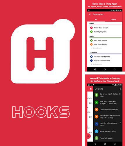 Télécharger gratuitement Hooks - Alertes et notifications  pour Android. Application sur les portables et les tablettes.