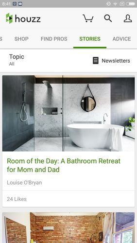 Screenshots of Houzz - Interior design ideas program for Android phone or tablet.