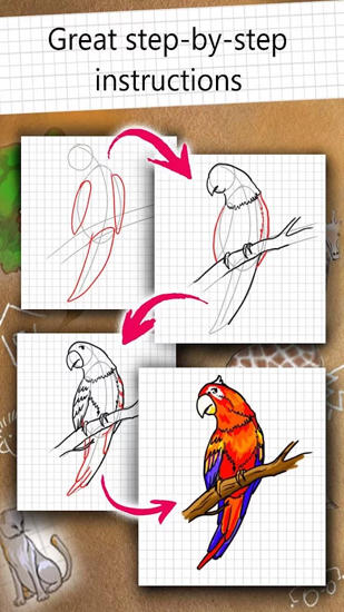 Capturas de pantalla del programa How to Draw para teléfono o tableta Android.