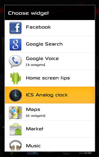 Screenshots of HD Widgets program for Android phone or tablet.