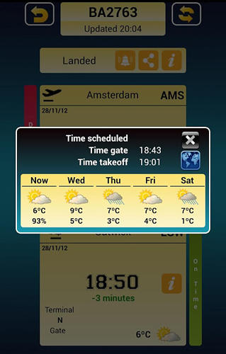 Скріншот додатки iFlights pro для Андроїд. Робочий процес.