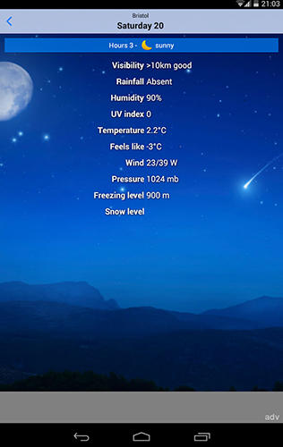 Скріншот додатки Solo weather для Андроїд. Робочий процес.
