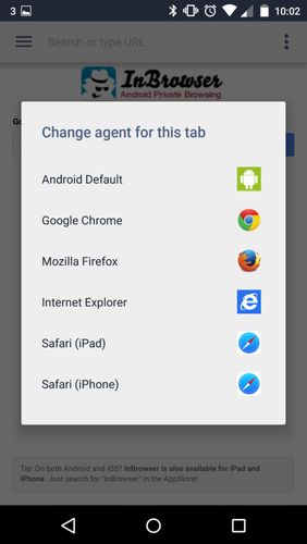 Screenshots of InBrowser - Incognito browsing program for Android phone or tablet.