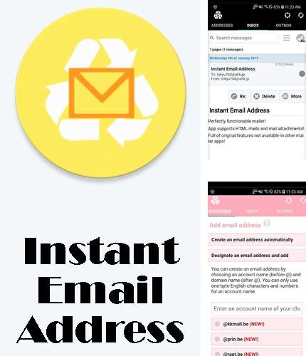 Descargar gratis Instant email address - Multipurpose free email para Android. Apps para teléfonos y tabletas.