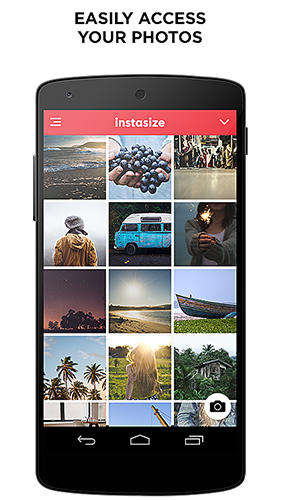 Screenshots of Insta size program for Android phone or tablet.
