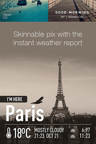 Les captures d'écran du programme Insta weather pro pour le portable ou la tablette Android.