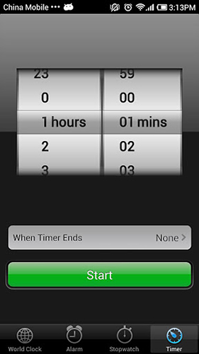 Screenshots of iPhone 5 clock program for Android phone or tablet.