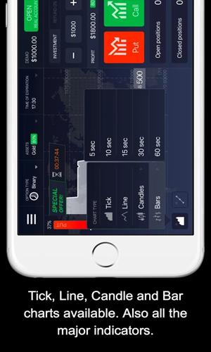 Les captures d'écran du programme IQ Option Binary Options pour le portable ou la tablette Android.