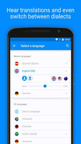 Capturas de tela do programa iTranslate: Translator em celular ou tablete Android.