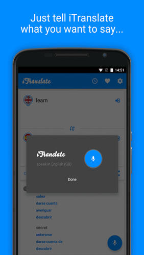 Les captures d'écran du programme iTranslate: Translator pour le portable ou la tablette Android.