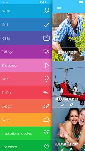 Screenshots of iWish - Life goals, bucket list program for Android phone or tablet.
