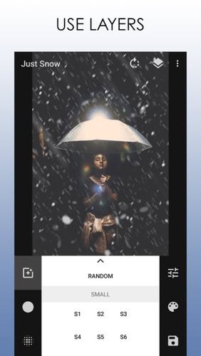 Screenshots des Programms Just snow – Photo effects für Android-Smartphones oder Tablets.