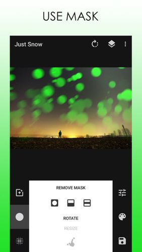Capturas de tela do programa Just snow – Photo effects em celular ou tablete Android.