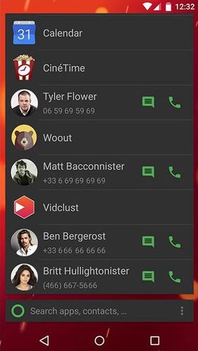 Screenshots des Programms Circle sidebar für Android-Smartphones oder Tablets.