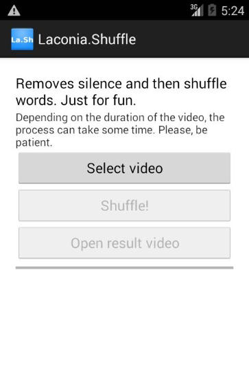 Screenshots of Laconia Shuffle program for Android phone or tablet.