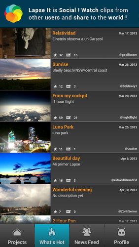 Screenshots of Lapse it: Time lapse camera program for Android phone or tablet.