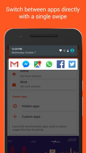 アンドロイドの携帯電話やタブレット用のプログラムLaunchify - Quick app shortcuts のスクリーンショット。
