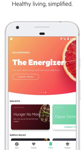 アンドロイドの携帯電話やタブレット用のプログラムLifesum: Healthy lifestyle, diet & meal planner のスクリーンショット。