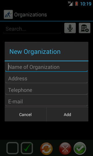 Les captures d'écran du programme List of visits pour le portable ou la tablette Android.