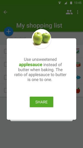 Capturas de pantalla del programa Listonic: Grocery shopping list para teléfono o tableta Android.