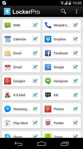 Capturas de tela do programa Zipper Lock Leather em celular ou tablete Android.
