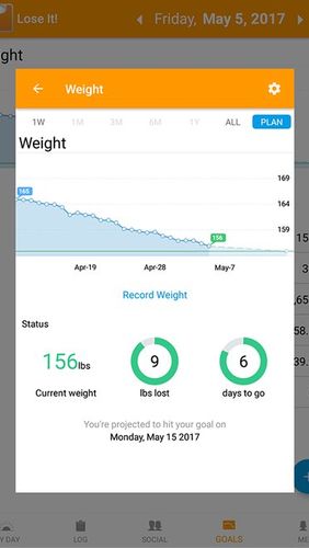 Скріншот додатки Lose it! - Calorie counter для Андроїд. Робочий процес.