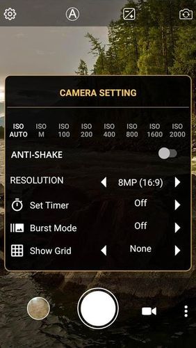 Les captures d'écran du programme Manual camera: DSLR camera HD professional pour le portable ou la tablette Android.