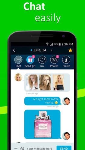 Screenshots of Meet4U - chat, love, singles program for Android phone or tablet.