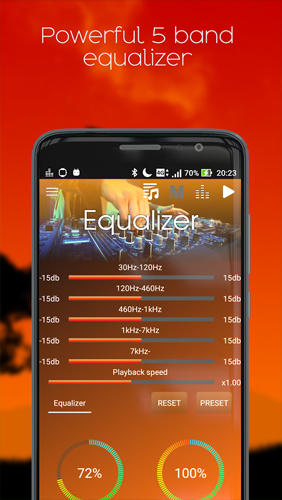 アンドロイド用のアプリEqualizer: Music player booster 。タブレットや携帯電話用のプログラムを無料でダウンロード。