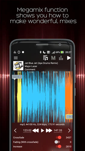 アンドロイドの携帯電話やタブレット用のプログラムEqualizer: Music player booster のスクリーンショット。