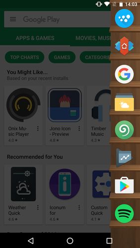 Baixar grátis Meteor swipe - Edge sidebar launcher para Android. Programas para celulares e tablets.