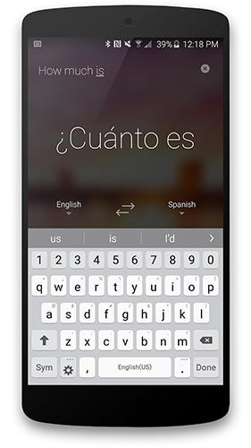 Capturas de pantalla del programa Microsoft translator para teléfono o tableta Android.