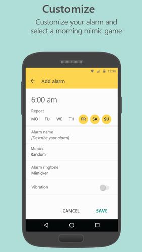 アンドロイド用のアプリMimicker alarm 。タブレットや携帯電話用のプログラムを無料でダウンロード。