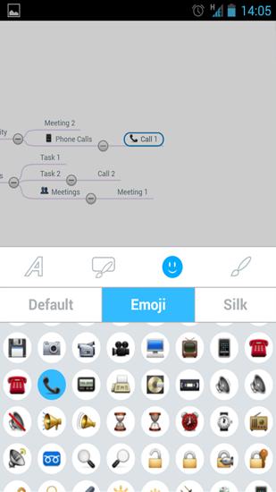 Les captures d'écran du programme MindMeister pour le portable ou la tablette Android.