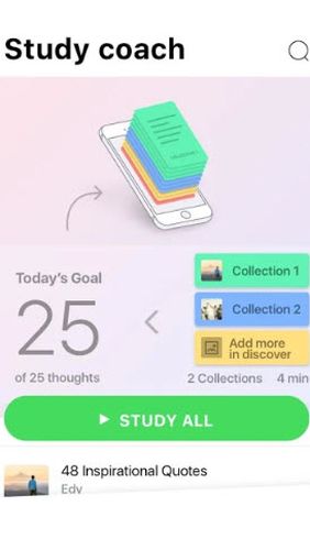 Скріншот додатки MindZip: Study, learn & remember everything для Андроїд. Робочий процес.