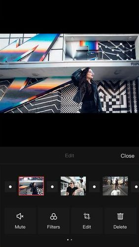 Les captures d'écran du programme Video FX music video maker pour le portable ou la tablette Android.
