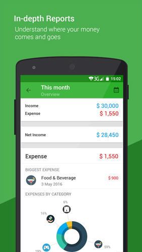 Les captures d'écran du programme Money Lover: Money Manager pour le portable ou la tablette Android.
