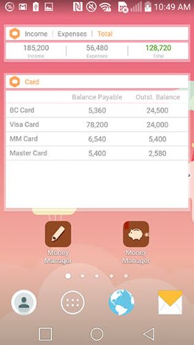 Capturas de tela do programa Money Manager: Expense & Budget em celular ou tablete Android.