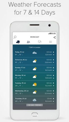 Capturas de pantalla del programa Morecast - Weather forecast with radar & widget para teléfono o tableta Android.