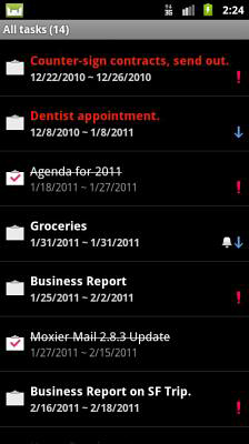 Screenshots of Moxier mail program for Android phone or tablet.