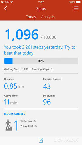 Скріншот додатки Msn health and fitness для Андроїд. Робочий процес.