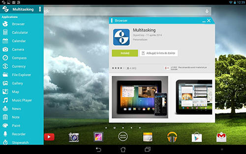 Screenshots of Multitasking program for Android phone or tablet.