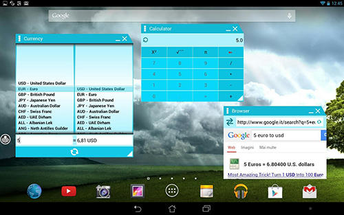 Screenshots of Multitasking program for Android phone or tablet.